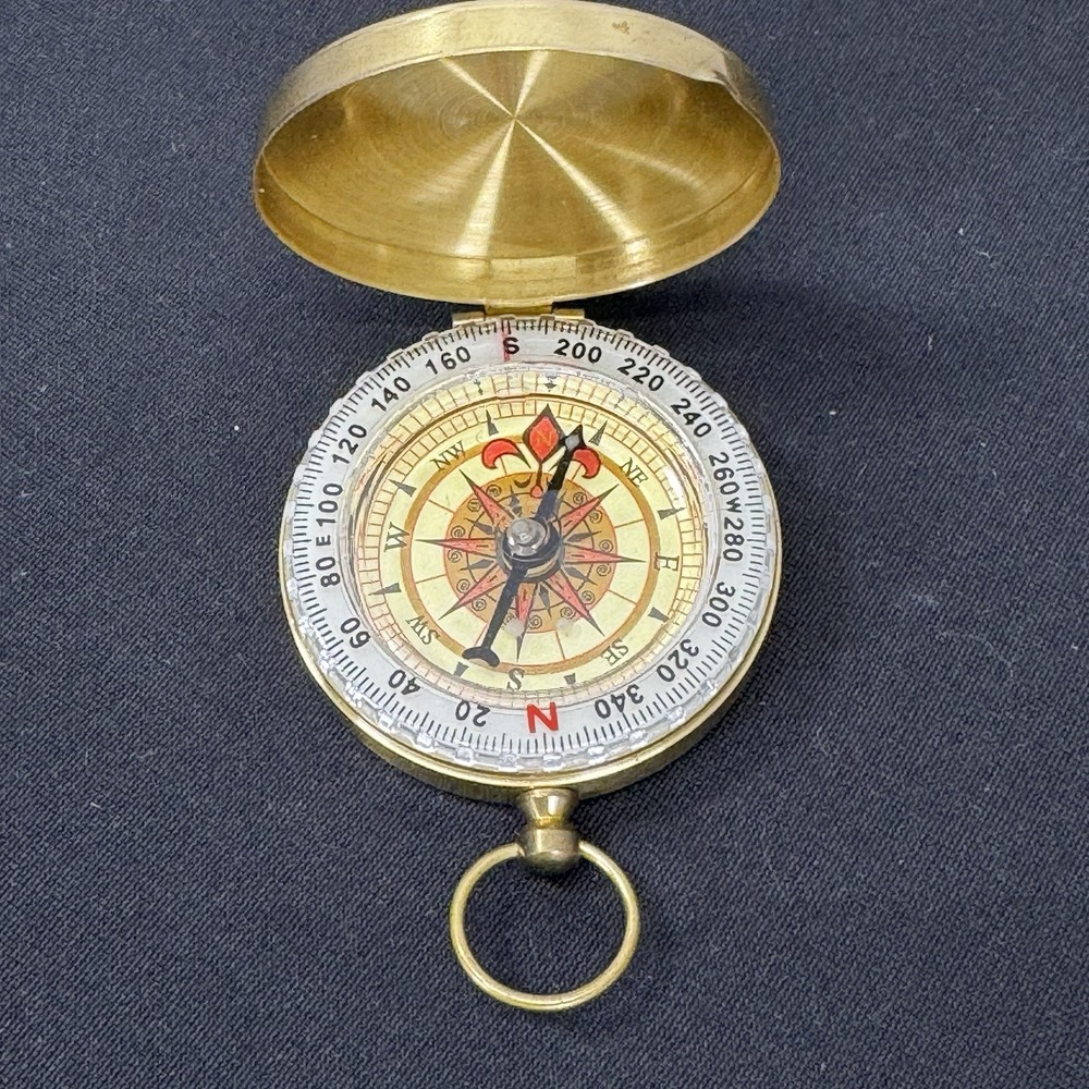 Get Life Basics Brass Pocket Compass Vintage Style Nautical Hiking Tool Gold